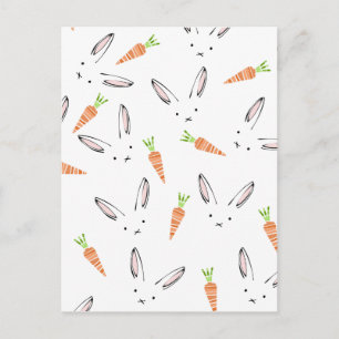 Cute Bunny Rabbit en Carrot Briefkaart