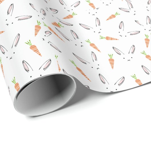 Cute Bunny Rabbit en Carrot Cadeaupapier (Rol Hoek)