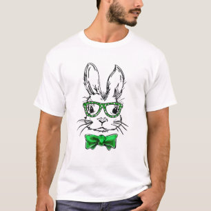 Cute Bunny Rabbit Face Funny Character St Patrick T-shirt