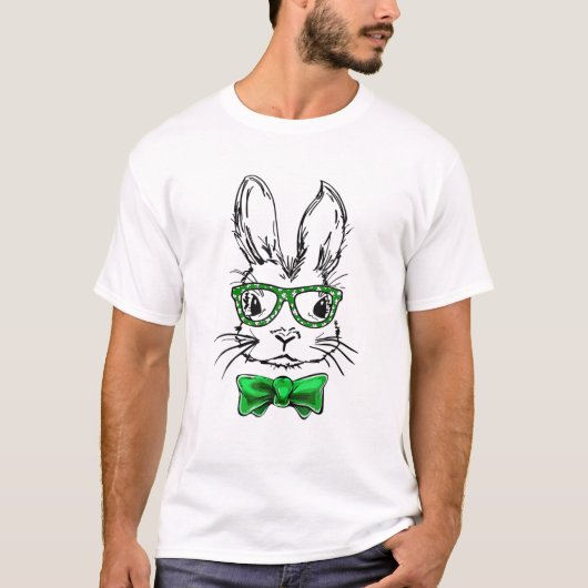 Cute Bunny Rabbit Face Funny Character St Patrick T-shirt (Voorkant)