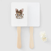 Cute Bunny Rabbit Face Leopard Coquette Bow Glasse Handwaaier (Voorkant en achterkant)
