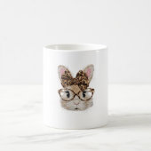 Cute Bunny Rabbit Face Leopard Coquette Bow Glasse Koffiemok (Center)