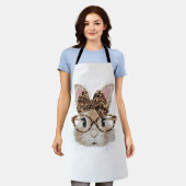 Cute Bunny Rabbit Face Leopard Coquette Bow Glasse Schort (Gedragen)