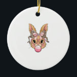 Cute Bunny Rabbit Face Leopard Glasses Girl Happy  Keramisch Ornament<br><div class="desc">Cute Bunny Rabbit Face Leopard Glasses Girl Happy Easter Day T-Shirt</div>