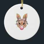 Cute Bunny Rabbit Face Leopard Glasses Girl Happy Keramisch Ornament<br><div class="desc">Cute Bunny Rabbit Face Leopard Glasses Girl Happy Easter Day T-Shirt</div>