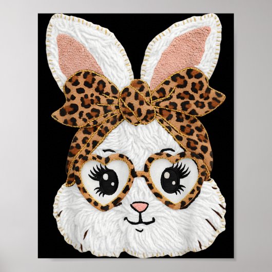 Cute Bunny Rabbit Face Leopard Gles Girl Happy Eas Poster (Voorkant)