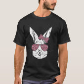 Cute Bunny Rabbit Face Messy Bun Leopard Glasses G T-shirt (Voorkant)