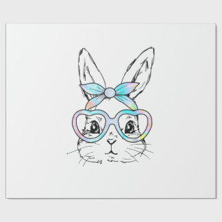 Cute Bunny Rabbit Face Tie Dye Glasses Girl Happy  Cadeaupapier