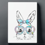 Cute Bunny Rabbit Face Tie Dye Glasses Girl Happy  Fotoplaat<br><div class="desc">Cute Bunny Rabbit Face Tie Dye Glasses Girl Happy Easter Day T-Shirt</div>