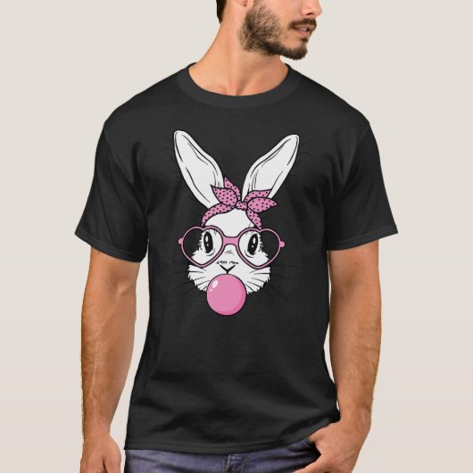 Cute Bunny Rabbit Face With Bandana Heart Glasses  T-shirt (Voorkant)