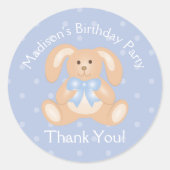 Cute Bunny Rabbit First Birthday Party Bedankt Ronde Sticker (Voorkant)