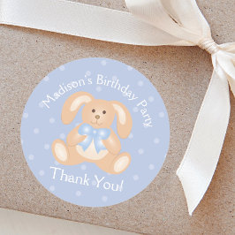 Cute Bunny Rabbit First Birthday Party Bedankt Ronde Sticker