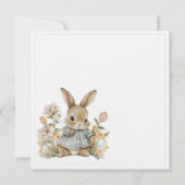 Cute Bunny Rabbit Floral Baby shower Invitation (Achterkant)