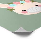 Cute Bunny Rabbit Floral Draag Mask Green Covid Poster (Hoek)