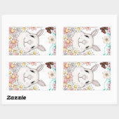 Cute Bunny Rabbit Flowers & Butterflies Rechthoekige Sticker (Vel)