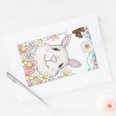 Cute Bunny Rabbit Flowers & Butterflies Rechthoekige Sticker (Envelop)