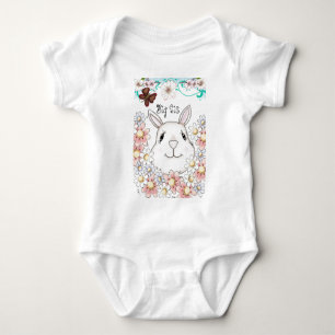 Cute Bunny Rabbit Flowers & Butterflies Romper