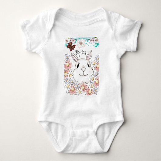Cute Bunny Rabbit Flowers & Butterflies Romper (Voorkant)