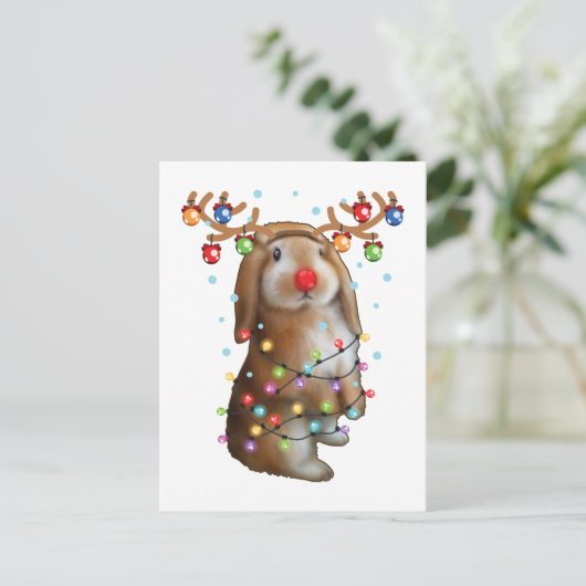 Cute Bunny Rabbit Funny kerstfeestcadeautjes Briefkaart (Staand voorkant)