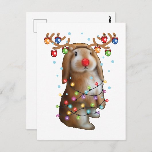 Cute Bunny Rabbit Funny kerstfeestcadeautjes Briefkaart (Voorkant / Achterkant)