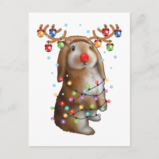 Cute Bunny Rabbit Funny kerstfeestcadeautjes Briefkaart (Voorkant)