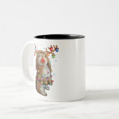 Cute Bunny Rabbit Funny kerstfeestcadeautjes Tweekleurige Koffiemok (Voorkant links)