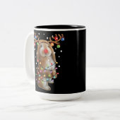 Cute Bunny Rabbit Funny kerstfeestcadeautjes Tweekleurige Koffiemok (Voorkant links)