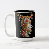 Cute Bunny Rabbit Funny kerstfeestcadeautjes Tweekleurige Koffiemok (Links)