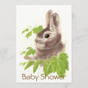 Cute Bunny Rabbit, Garden Animal Baby shower Kaart