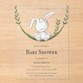 Cute Bunny Rabbit Gender Neutral Baby shower Acryl Uitnodigingen (Voorkant)