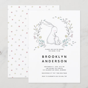 Cute Bunny Rabbit Gender Neutral Baby shower Kaart