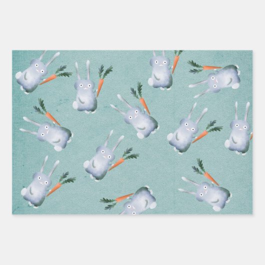 Cute Bunny Rabbit Giant Carrot Gender Neutral Kind Inpakpapier Vel (Voorkant)