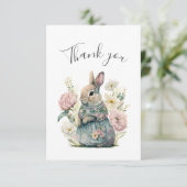Cute Bunny Rabbit Girl Baby shower Bedankt (Staand voorkant)