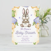 Cute Bunny Rabbit Girl Baby shower Kaart (Staand voorkant)