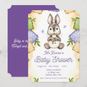 Cute Bunny Rabbit Girl Baby shower Kaart (Voorkant / Achterkant)