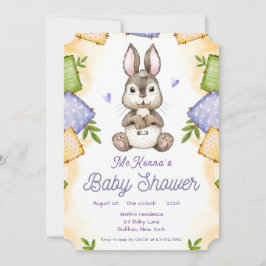 Cute Bunny Rabbit Girl Baby shower Kaart