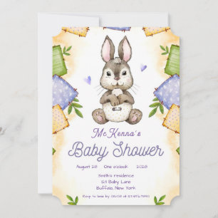 Cute Bunny Rabbit Girl Baby shower Kaart