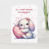 Cute Bunny Rabbit Granddaughter Valentine Card Feestdagen Kaart (Voorkant)