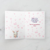 Cute Bunny Rabbit Granddaughter Valentine Card Feestdagen Kaart (Binnen)