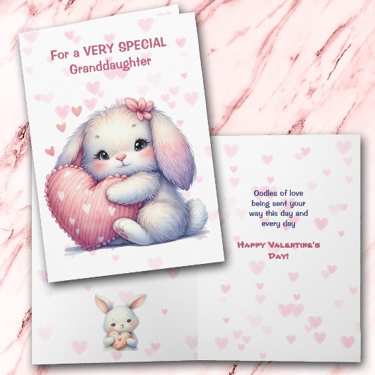 Cute Bunny Rabbit Granddaughter Valentine Card Feestdagen Kaart