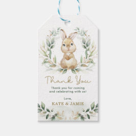 Cute Bunny Rabbit Greenery Gold Eucalyptus Wreath Cadeaulabel