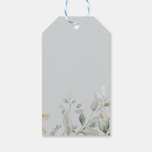 Cute Bunny Rabbit Greenery Gold Eucalyptus Wreath Cadeaulabel (Achterkant)