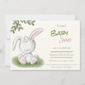 Cute Bunny Rabbit Greenery Neutral Baby shower Kaart (Voorkant)