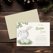 Cute Bunny Rabbit Greenery Neutral Baby shower Kaart