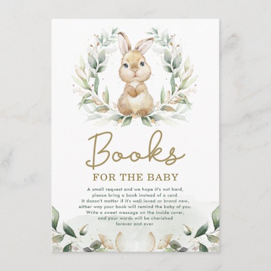 Cute Bunny Rabbit Greenery Wreath Books for Baby Informatiekaartje (Voorkant)