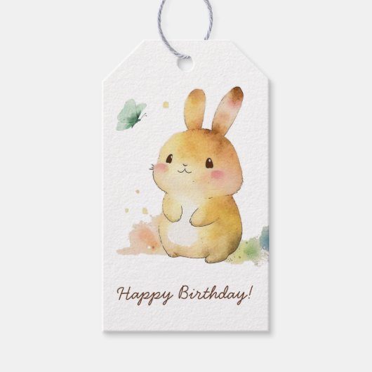 Cute Bunny Rabbit Happy Birthday Specialized Cadeaulabel (Voorkant)