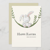 Cute Bunny Rabbit Happy Pasen Feestdagenkaart (Voorkant / Achterkant)