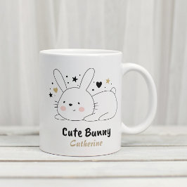 Cute Bunny Rabbit Hearts Persoonlijke naam Koffiemok