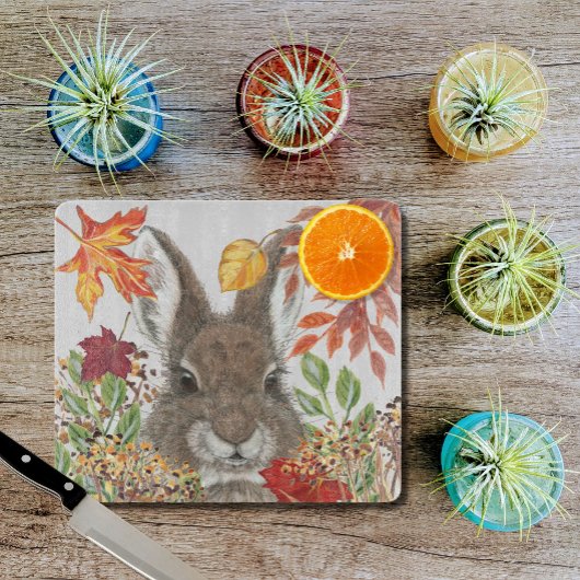 Cute Bunny Rabbit Herfst Autumn Leaves Rustic Snijplank