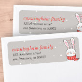 Cute Bunny Rabbit Holiday Greeting Etiket